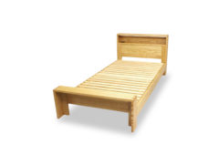 Cloud シングルベッド　栗無垢材ベッド ナチュラル仕上げ 棚付きヘッドボード スノコ床板　檜無垢材