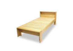 Cloud シングルベッド　栗無垢材ベッド ナチュラル仕上げ 棚付きヘッドボード スノコ床板　檜無垢材