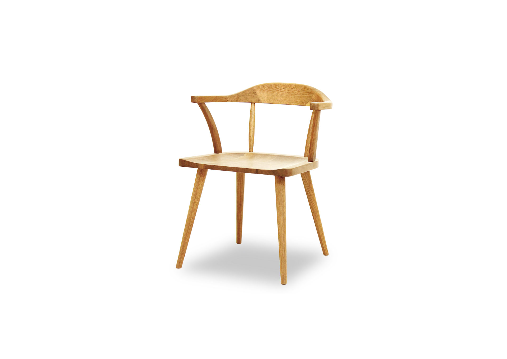 ETHICA 55 ダイニングチェア オーク無垢材 曲線アームと円形座面 ナチュラル 北欧