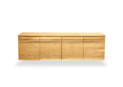 GRANDSTAGE 180 ロングサイドボード　オーク無垢材 サイドボード 横3本スリットデザインの浅引出し4杯横並びと4面開き扉 壁掛けデザイン ナチュラル 北欧 ライト